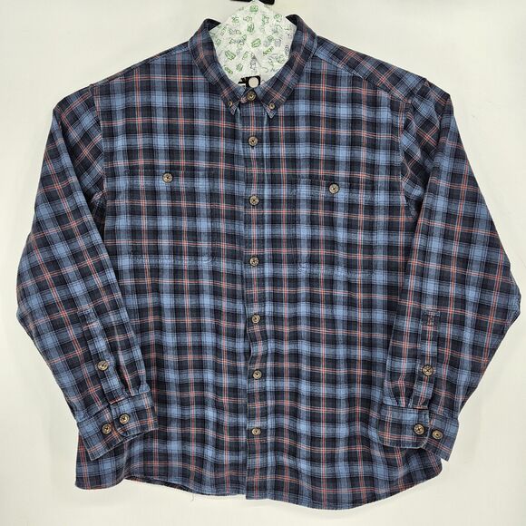 Duluth Trading Shirt Mens 2XL Fishing Button Down Casual Plaid 100% Cotton - Picture 1 of 11